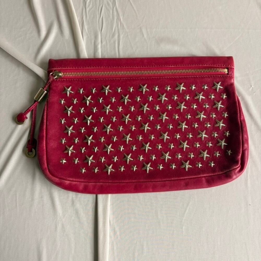 Jimmy Choo Star Stud Clutch - Raspberry Pink Leather, Gold Hardware - Picture 3 of 16